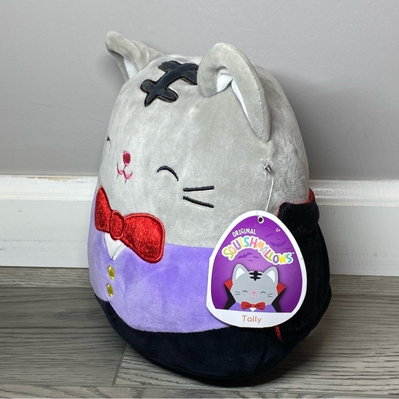 Squishmallow Tally Tabby Cat Dracula Vampire 2021 Halloween Plush 9” Kitty NWT - Picture 3 of 12